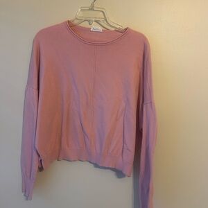 Relaxed Pink Crew Sweatshirt with Center Seam